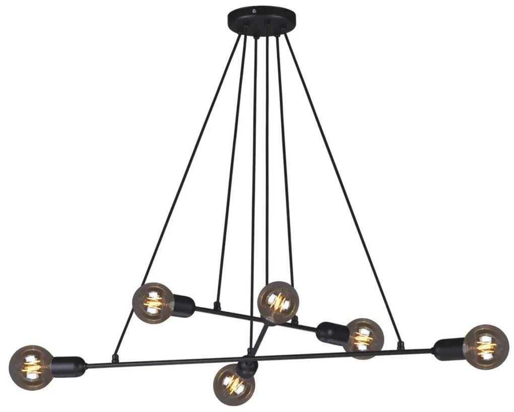 Czarna lampa wisząca 6-punktowa loftowa - 4X A728 G1-S10