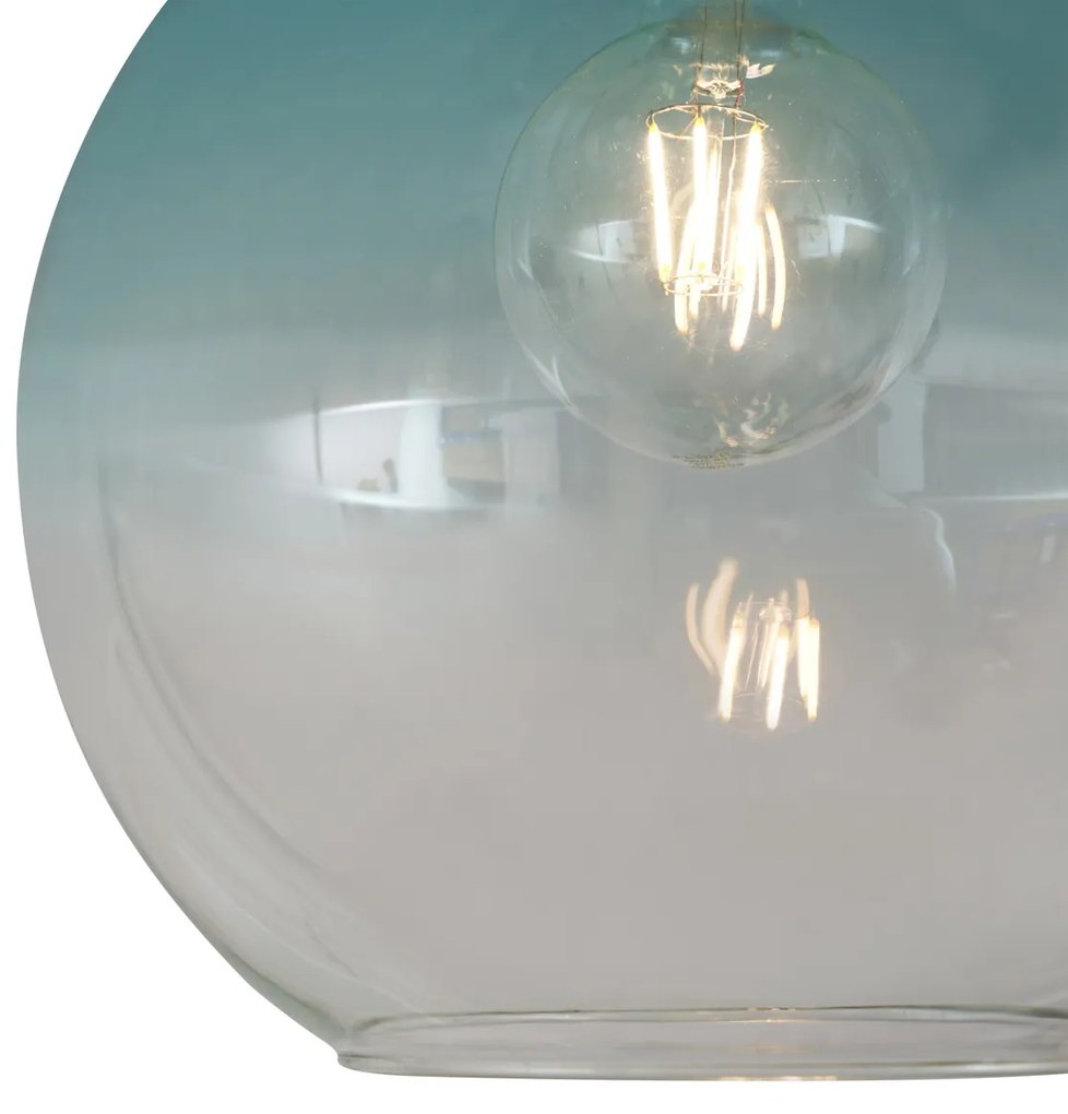 Lampa sufitowa Art Deco mosiężna z niebieskim szkłem - Sandra ArtDeco Oswietlenie wewnetrzne