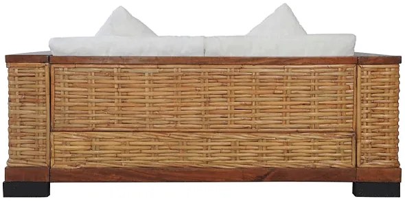 Sofa Otma 2A dwuosobowa - rattan + brąz