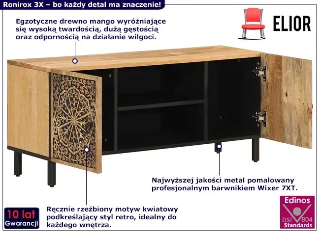 Drewniana szafka RTV na metalowych nóżkach S5-R90