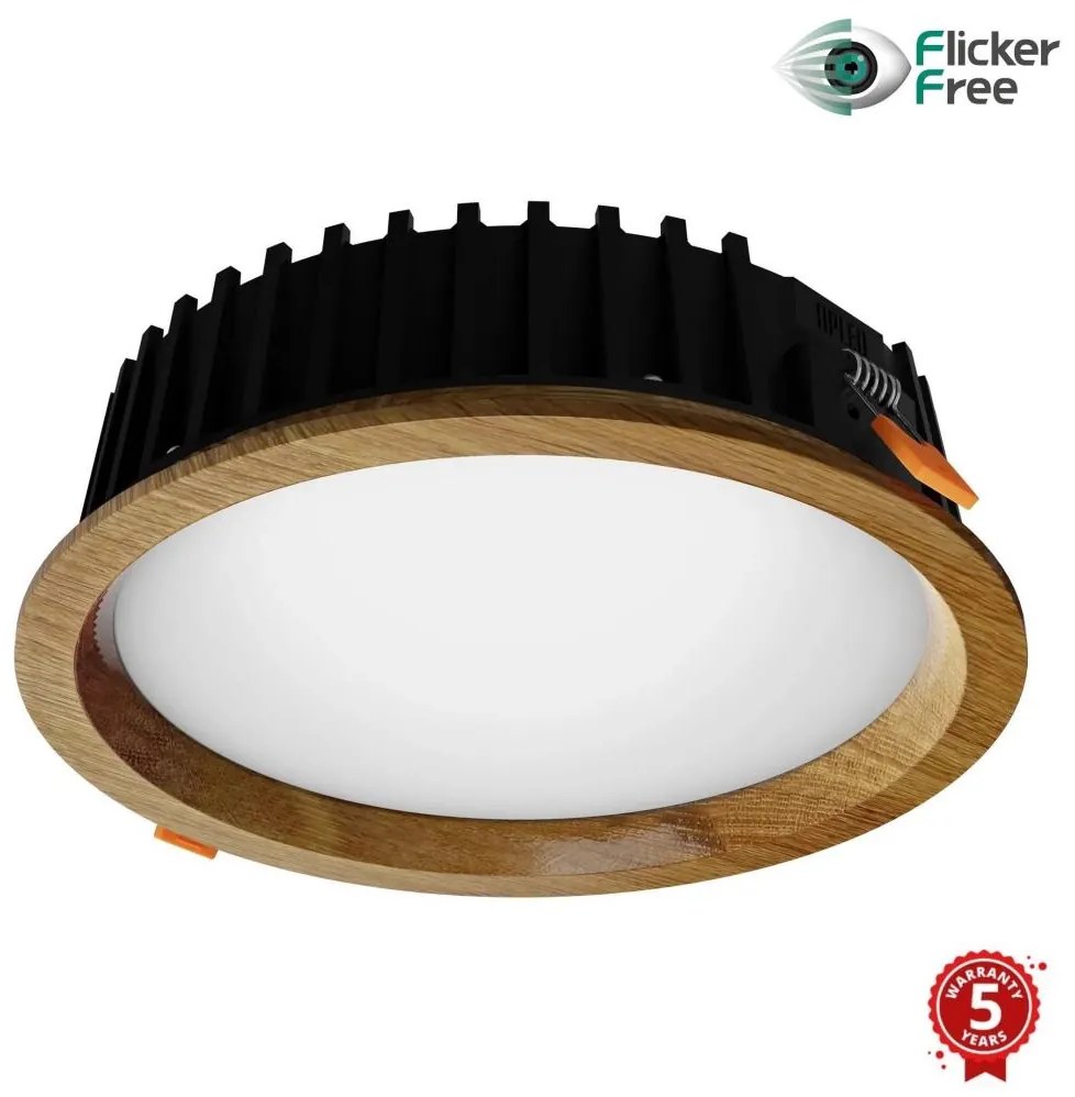 APLED - LED Oświetlenie RONDO WOODLINE LED/12W/230V 3000K śr. 20 cm dąb solidne drewno