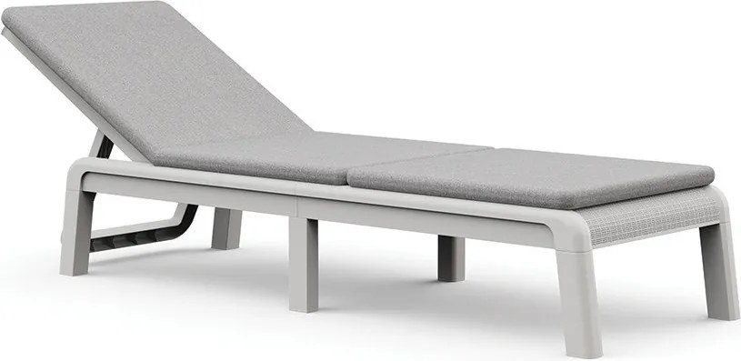 Jasnoszary plastikowy/tapicerowany regulowany składany leżak ogrodowy Atlas – Keter