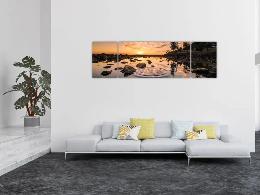 Obraz powierzchni wody o zachodzie słońca (170x50 cm)