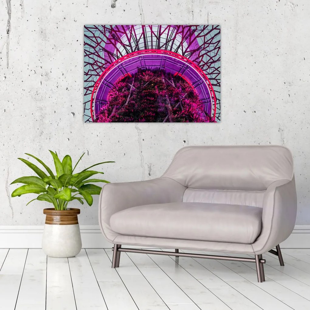 Abstrakcyjny obraz - fioletowe gałęzie (70x50 cm)