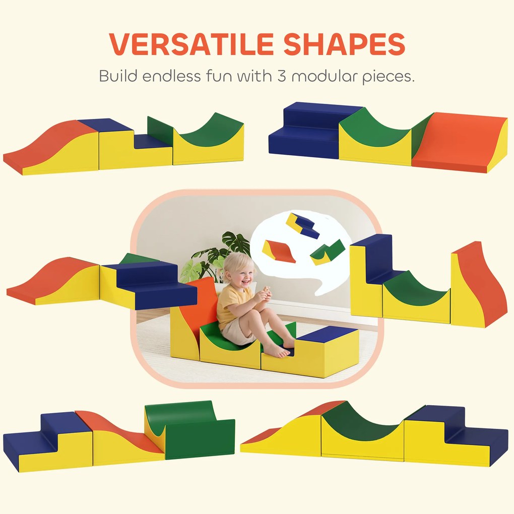 AIYAPLAY Zestaw do wspinaczki i raczkowania dla niemowląt, 3-elementowy, sztuczna skóra, pianka, żółty | Aosom PL