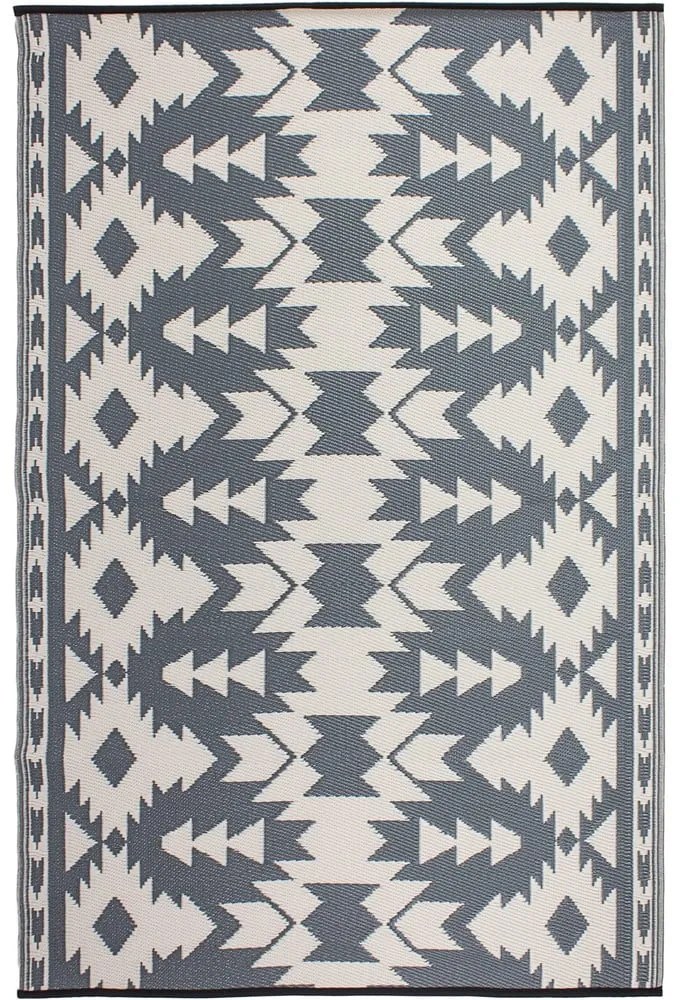 Szary dwustronny dywan odpowiedni na zewnątrz z tworzywa sztucznego z recyklingu Fab Hab Miramar Gray, 90x150 cm