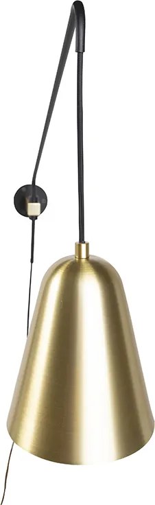 Lampa ścienna w stylu retro złota/mosiądz z kloszem - Demi