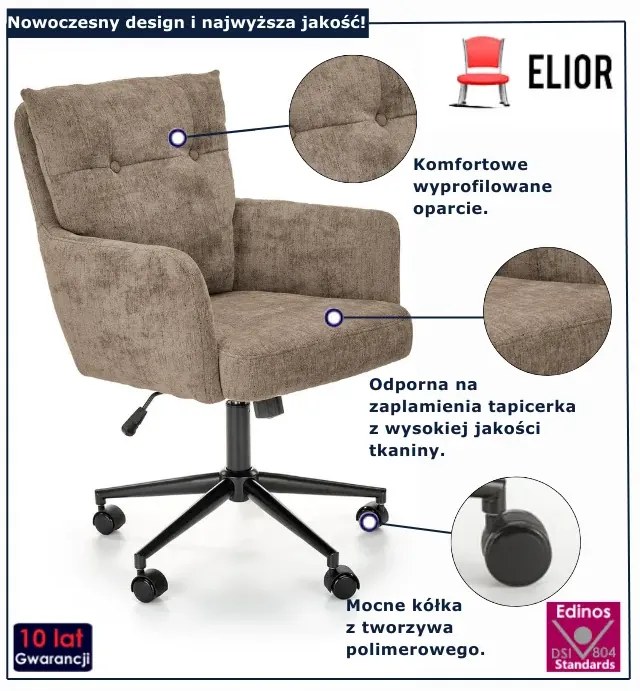 Fotel brązowy obrotowy do biura A8-S19