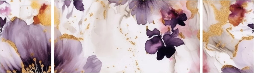 Obraz - Kwiaty akwarelowe (170x50 cm)
