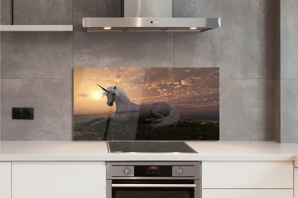 Szkło Ozdobne do Kuchni Jednorożec w Górach o Zachodzie