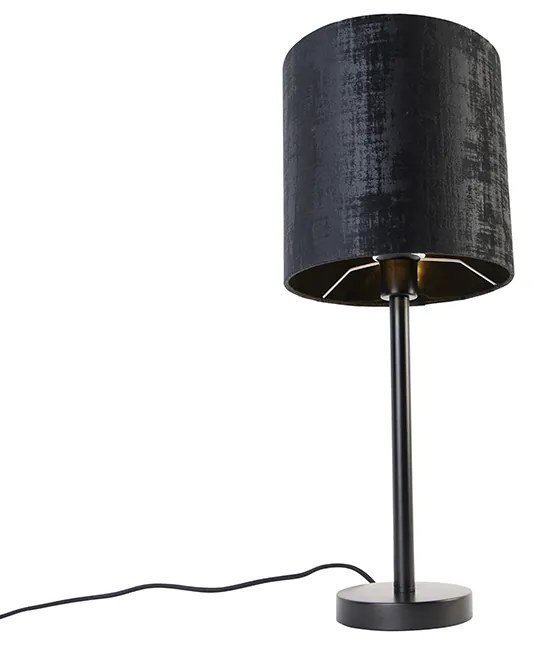 Nowoczesna lampa stołowa czarna z abażurem czarnym 25 cm - Simplo Nowoczesny Oswietlenie wewnetrzne