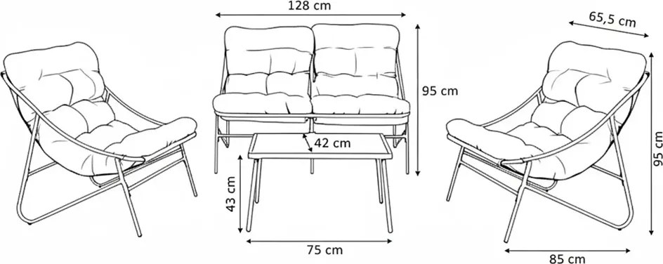4-częściowy zestaw mebli wypoczynkowych na taras  H0-T20