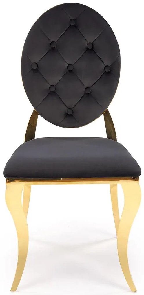 Pikowane krzesło ludwik w stylu glamour czarny + złoty N9-S46