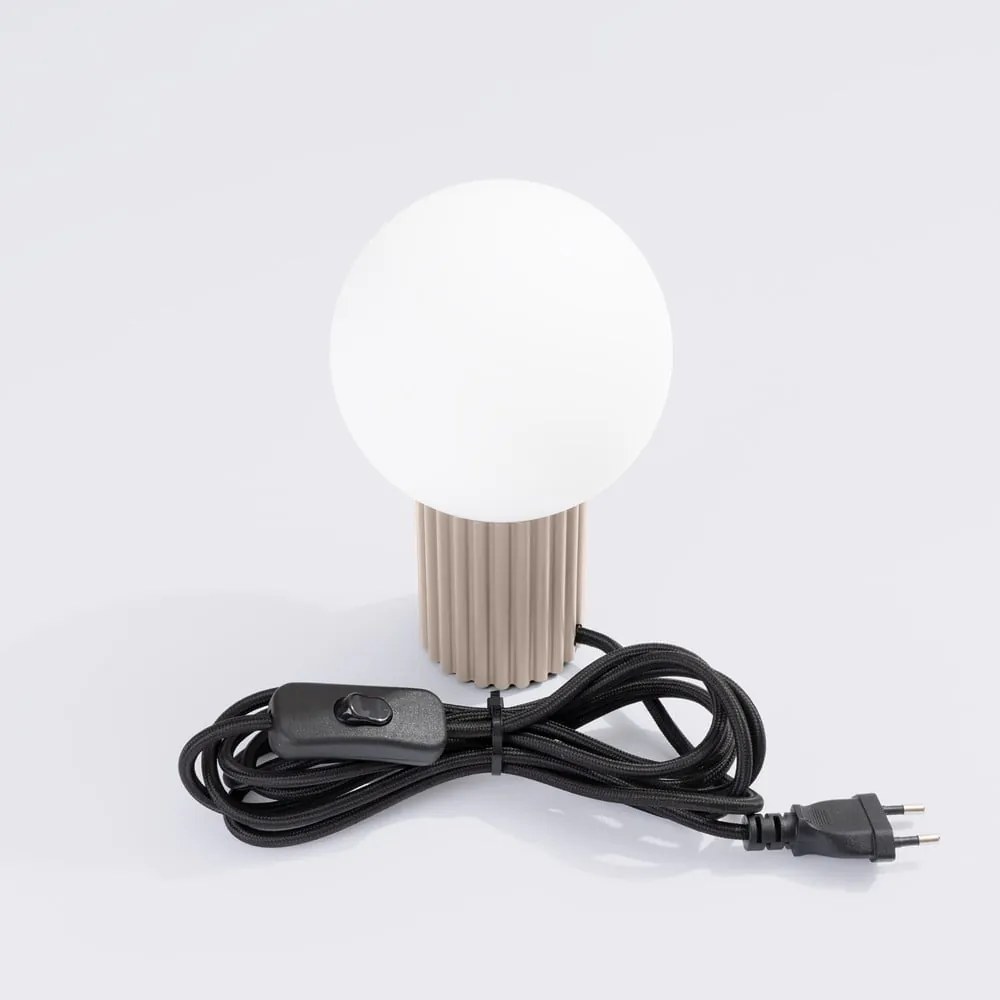 Szarobrązowa lampa stołowa ze szklanym kloszem (wysokość 19 cm) Orbital – Nice Lamps