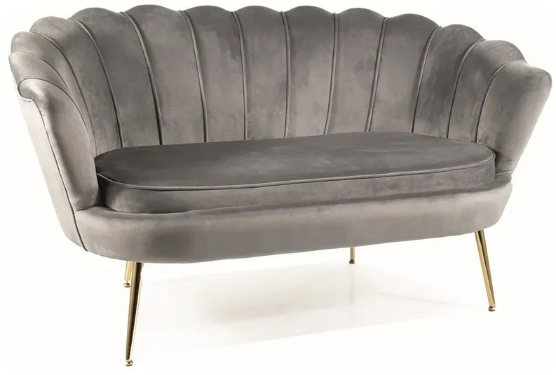 SOFA CAMELLIA 2 VELVET SZARY BLUVEL 14/ZŁOTY SIGNAL