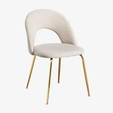 Zestaw 4 Tapicerowanych Krzeseł Jadalnianych Glorys Goud & Tkaniny Beige & Tkanin - Sklum