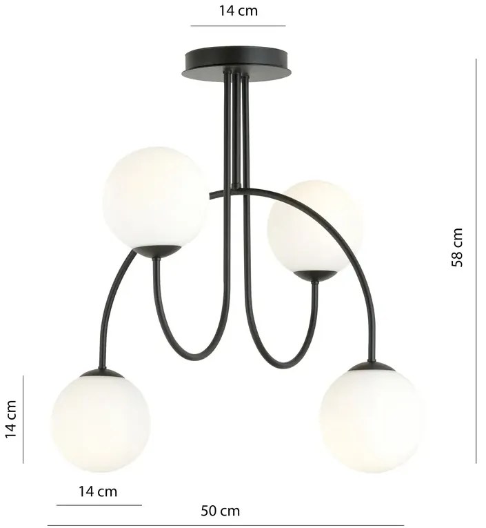 Nowoczesna lampa sufitowa z mlecznymi kloszami - D115-Hurgen