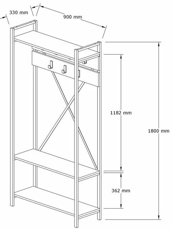 Wieszak z półką na buty Alfa White and Grey