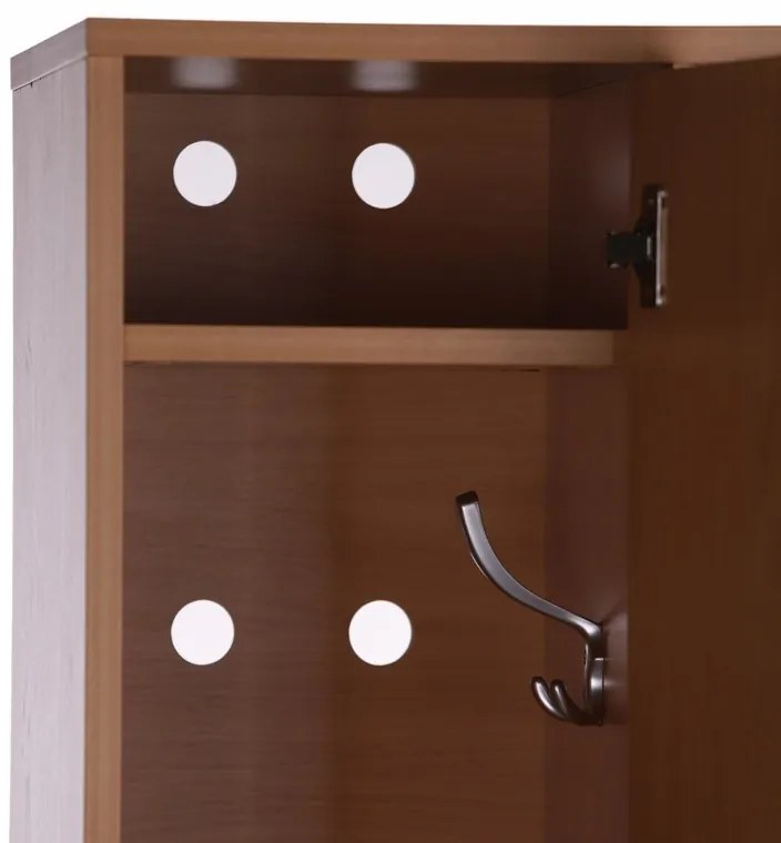 Drewniana szafka ubraniowa, 2-drzwiowa, 1400 x 600 x 400 mm, zamek obrotowy, orzech