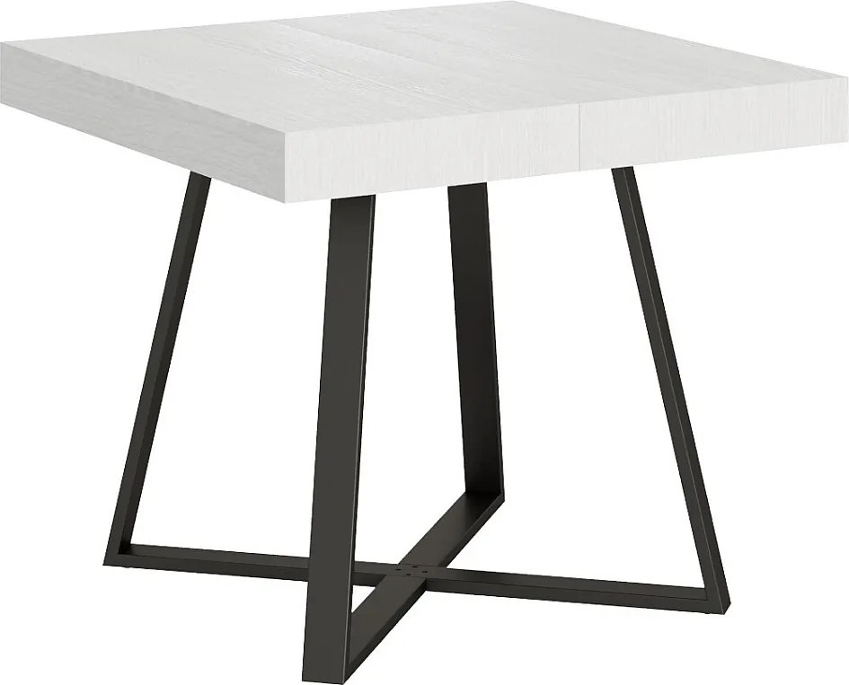 Stół rozkładany 90/194x90 cm Abbraccio frassino biała nogi antracytowe