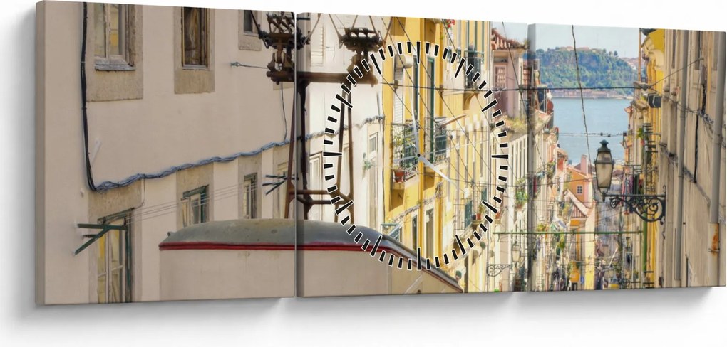 Obraz - Lizbona (z zegarem) (90x30 cm)