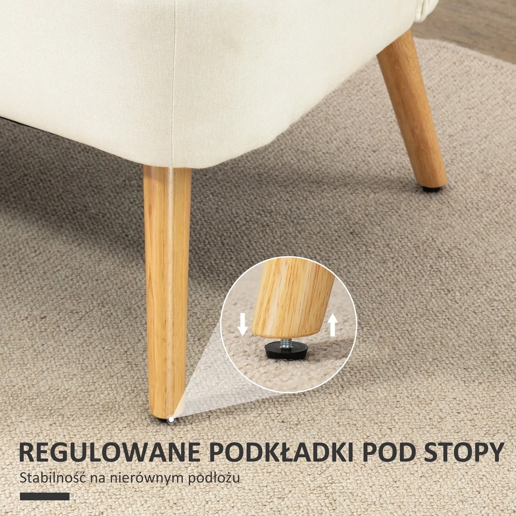 HOMCOM Sofa 2-osobowa, miękkie wyściełanie, łatwy w pielęgnacji materiał, do 220 kg, 117 x 56,5 x 77 cm, kremowa biel | Aosom PL