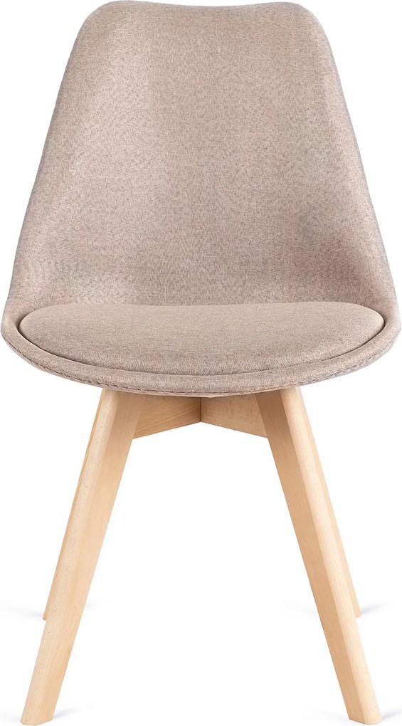 Zestaw Stół Prostokątny Rozkładany SKUBI 120-160 cm Dąb Artisan i 4 Krzesła Tapicerowane do Jadalni NEVEL Beżowe Skandynawskie