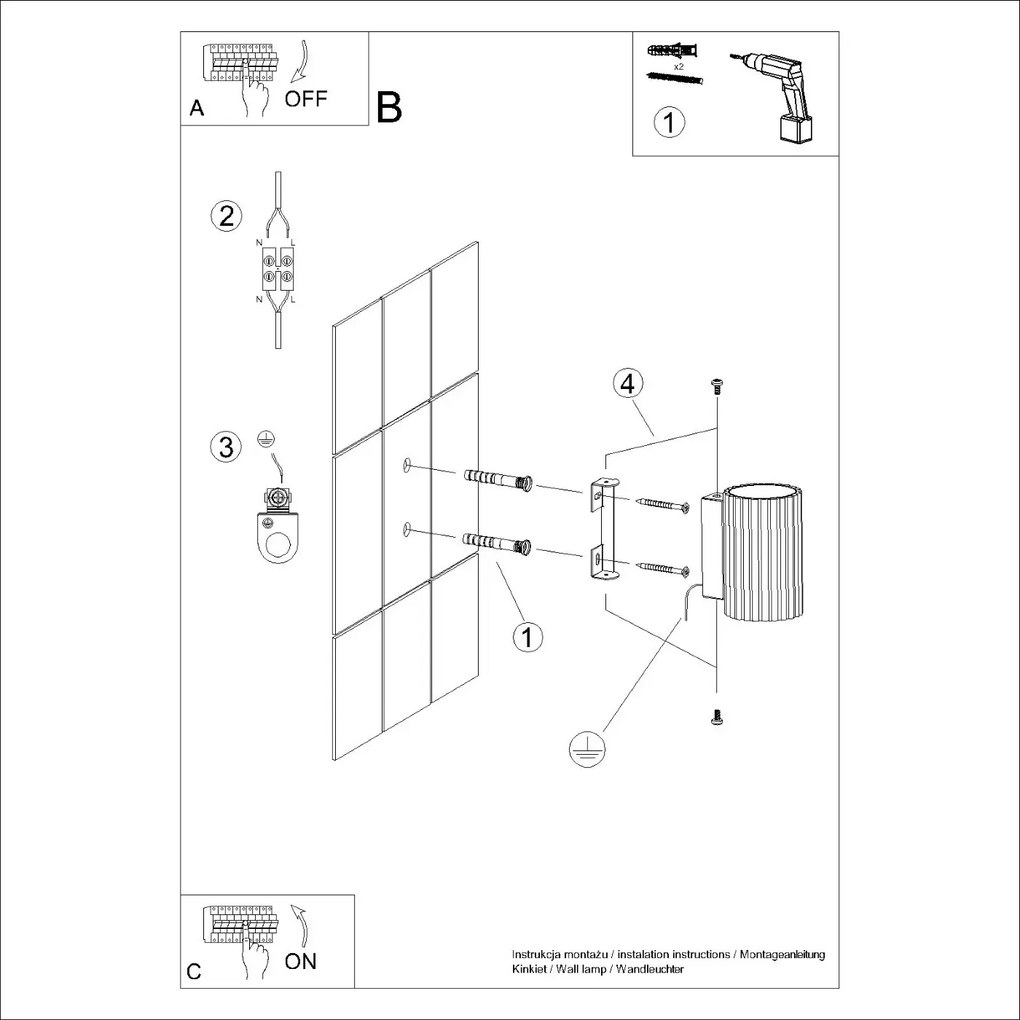 Kinkiet KARBON 10 zielony oliwkowy ryflowany SOLLUX  LIGHTING