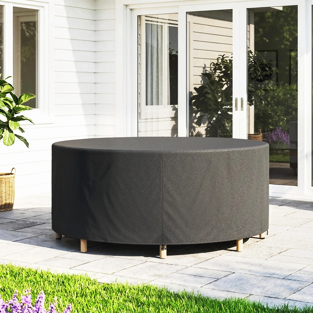 Outsunny Pokrowiec na Meble Ogrodowe Zimowy Wodoodporny Anti-UV 420D Oxford Ø214 x 70 cm Czarny | Aosom PL