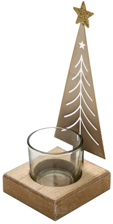 Świąteczny świecznik metalowy CHRISTMAS TREE 18 cm złoty