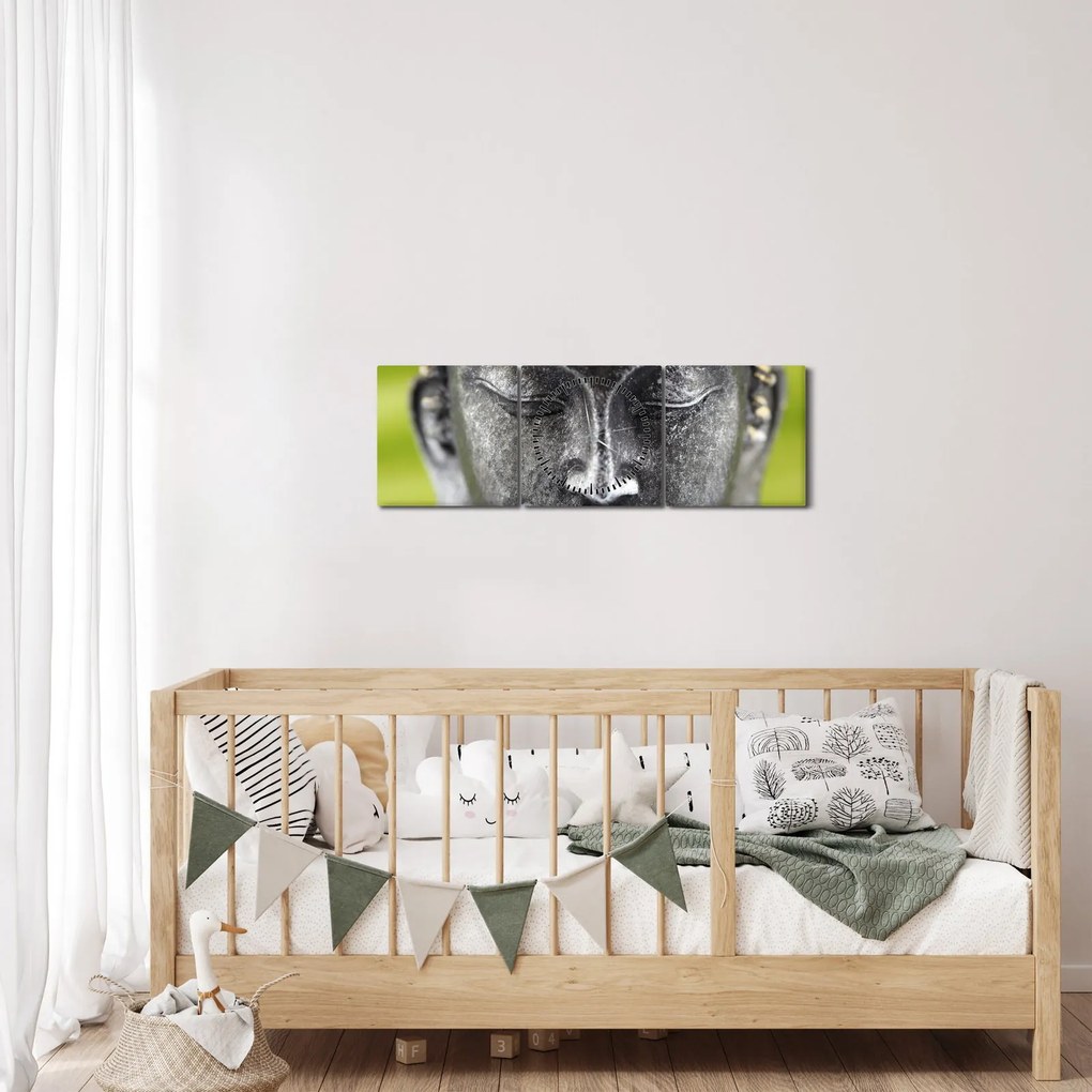Obraz - Posąg Buddy II. (z zegarem) (90x30 cm)