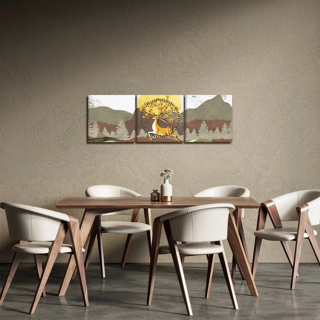 Obraz jelenia (z zegarem) (90x30 cm)