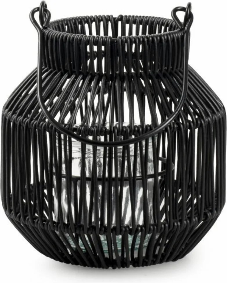 Metalowa latarnia MAREN HALO 18,5 cm, czarna
