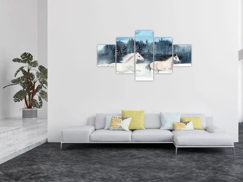 Obraz malowanych koni (125x70 cm)