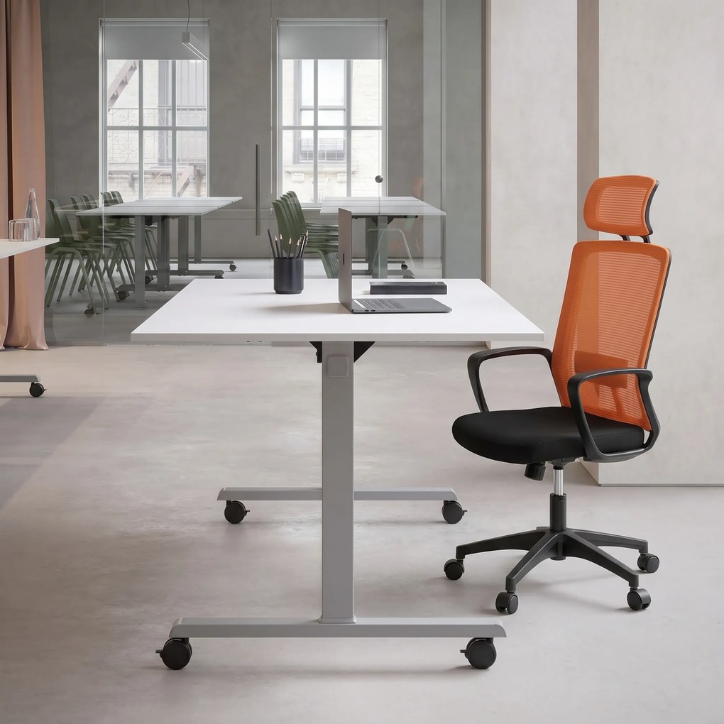 Mobilny stół MATCH, 160x80 cm, czarna podstawa, brzoza