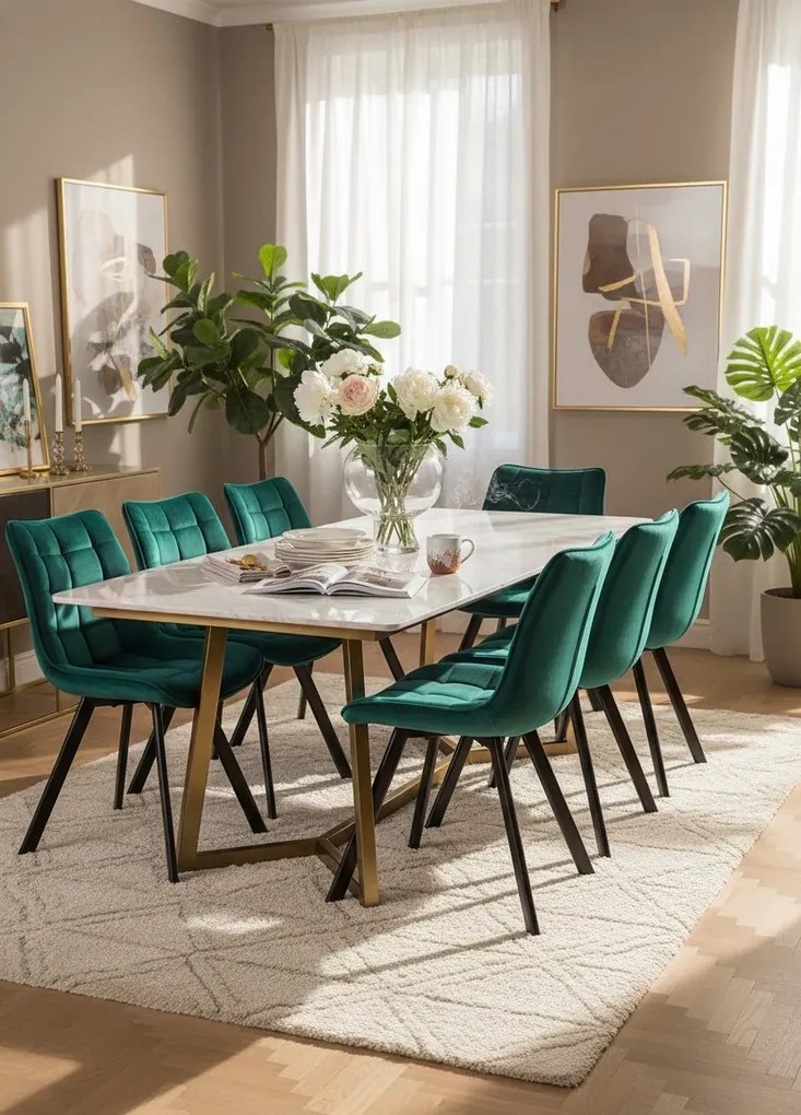 Pikowane turkusowe nowoczesne krzesło F5-S00