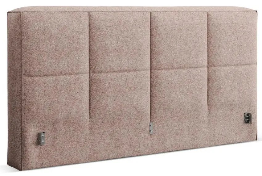 Jasnoróżowe tapicerowane łóżko dwuosobowe ze schowkiem ze stelażem 200x200 cm Simon Darren – Micadoni