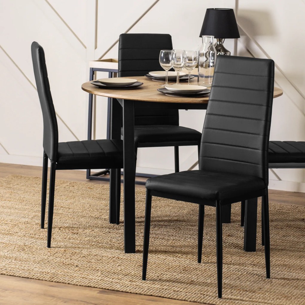 Krzesło Tapicerowane do Salonu NARIS Czarne Ekoskóra Nowoczesne Loft