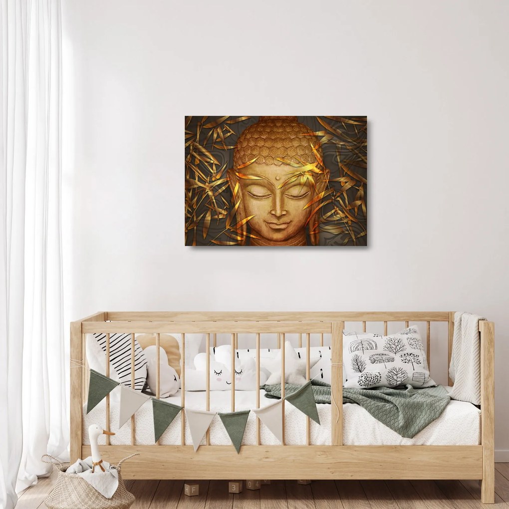 Obraz na szkle - Złoty Budda (70x50 cm)