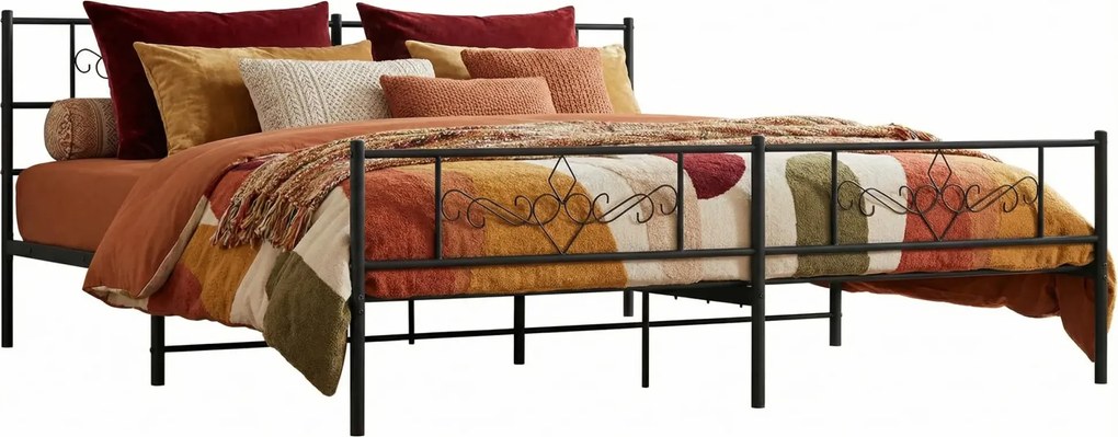 Czarne metalowe łóżko małżeńskie 180x200cm R4-T80