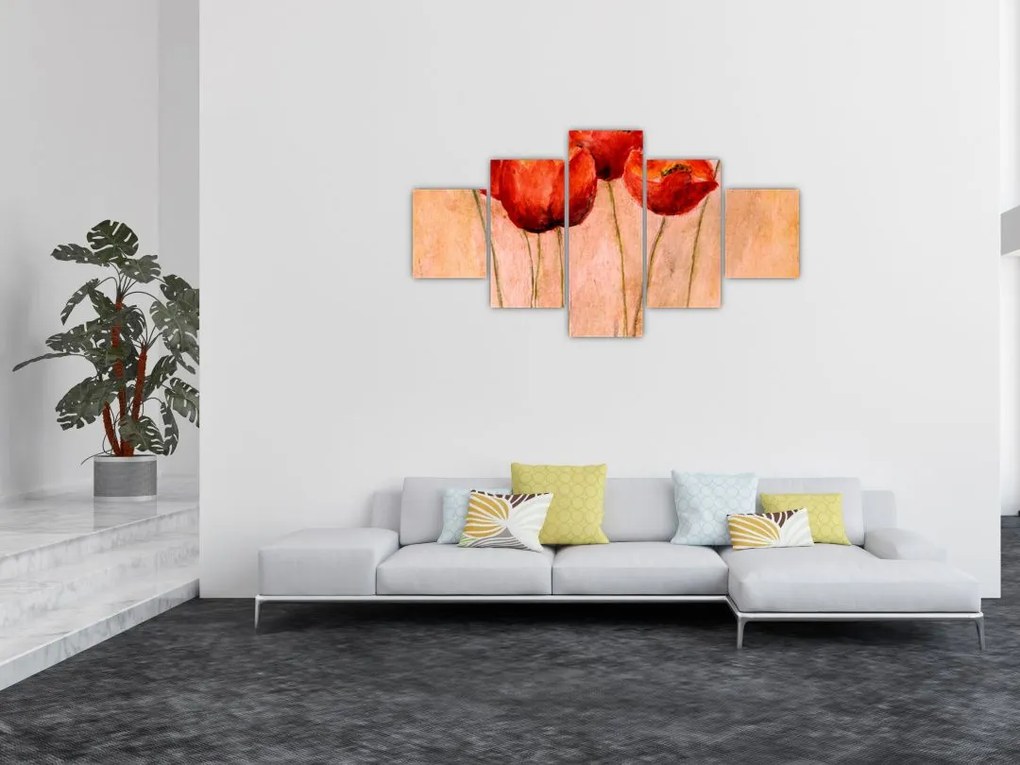 Obraz - Czerwone tulipany (125x70 cm)