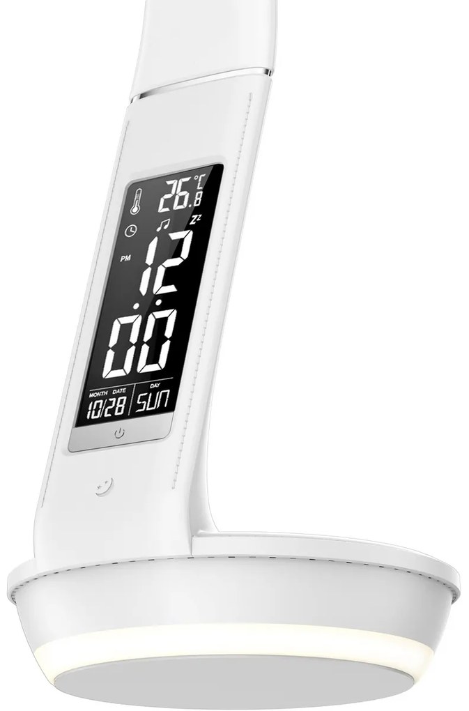 Retlux RTL 203 Lampa stołowa LED z wyświetlaczem i ładowaniem Qi biały, 6 W