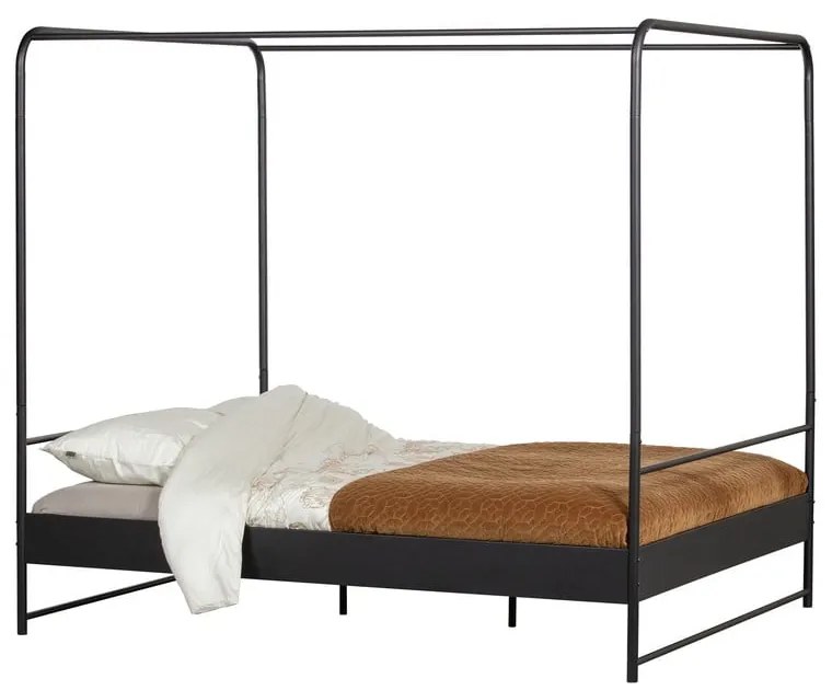 Czarne metalowe łóżko dwuosobowe vtwonen Bunk, 160x200 cm