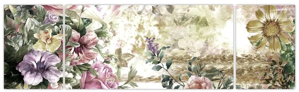 Obraz - Designerskie kwiaty (170x50 cm)