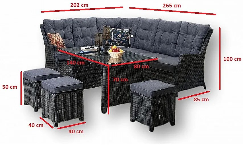 Zestaw rattanowy DAKOTA (poduszki GRATIS)