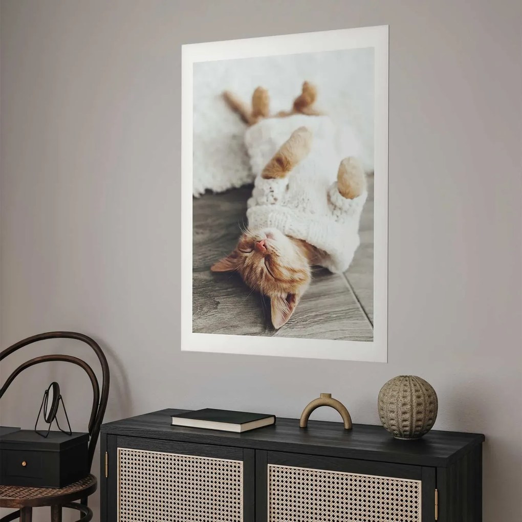 Plakat Leniwy kot 60x90 cm bez ramy z marginesem ARTGEIST B