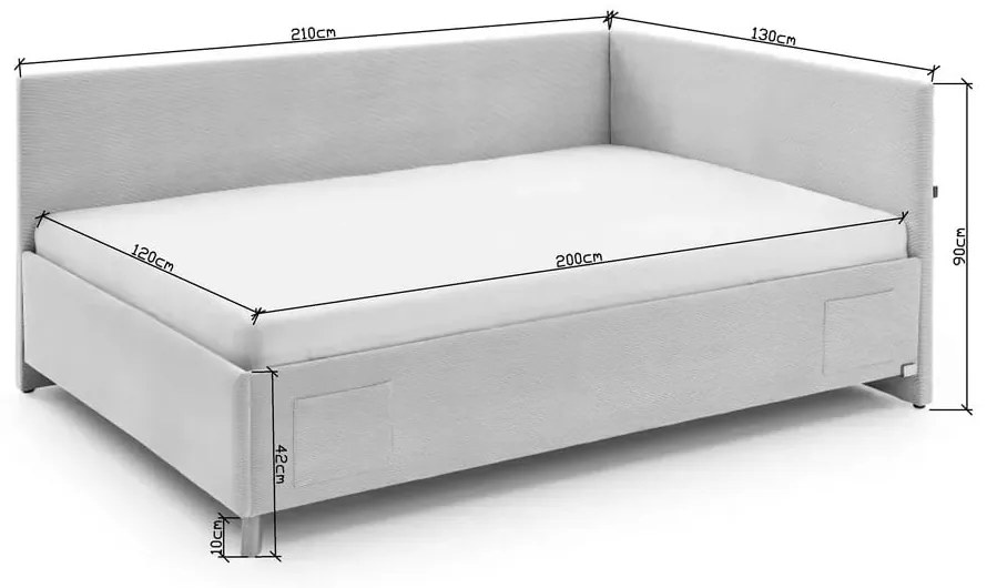 Beżowe narożne łóżko dziecięce ze schowkiem 120x200 cm Cool – Meise Möbel