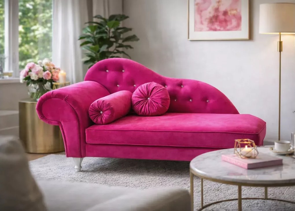 Elegancki szezlong tapicerowany w stylu angielskim