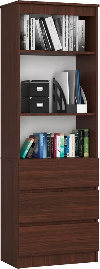 Minimalistyczny regał z trzema szufladami wenge L4-L44