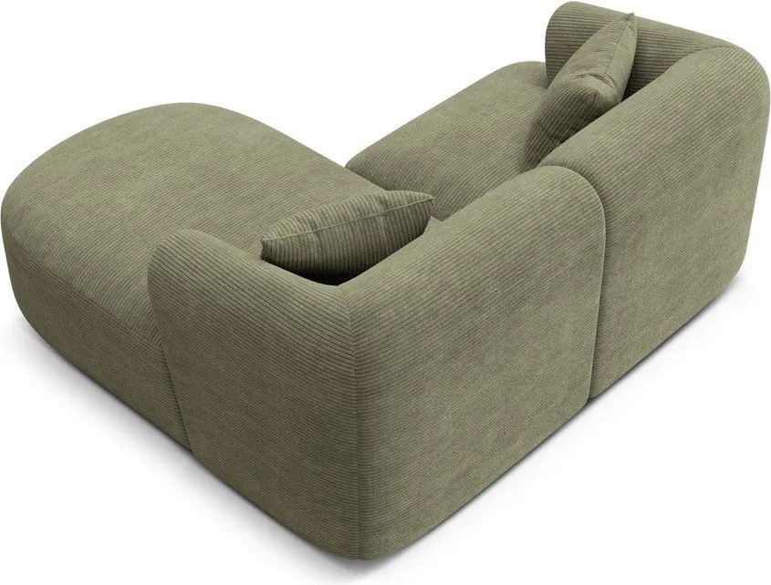 Zielony sztruksowy narożnik (prawostronny/z szezlongiem) Campi – Cosmopolitan Design